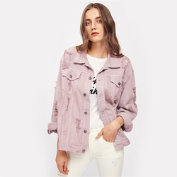 Doren Rips Detail Boyfriend Denim Jacket