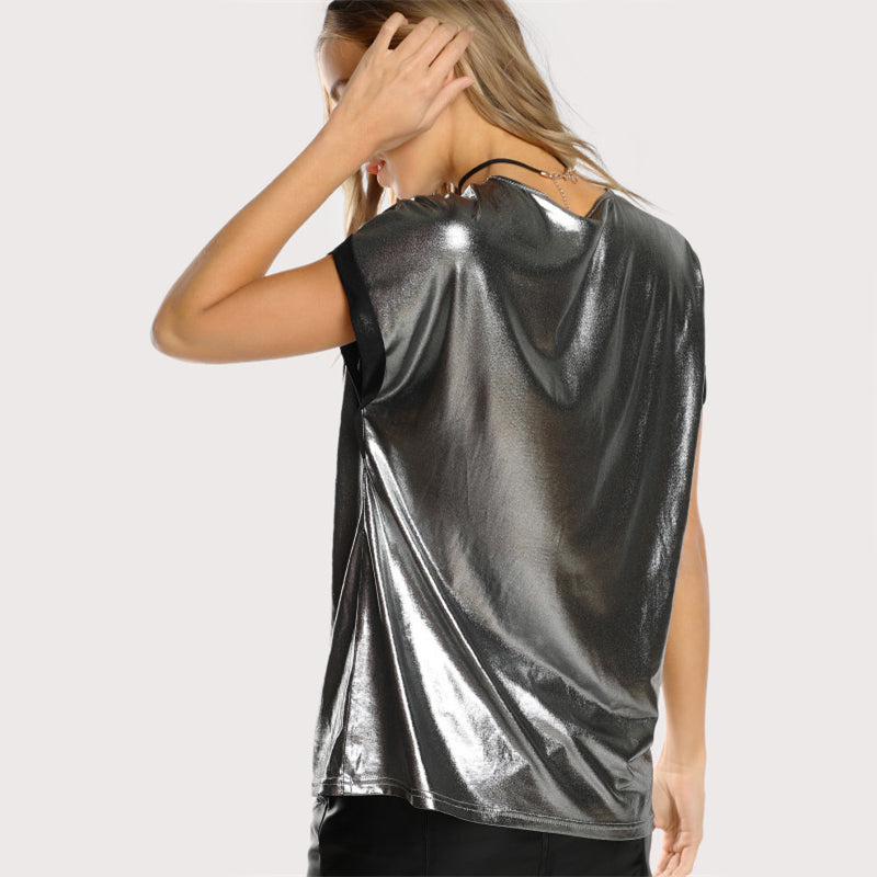 Doren Batwing Sleeve Metallic Tee