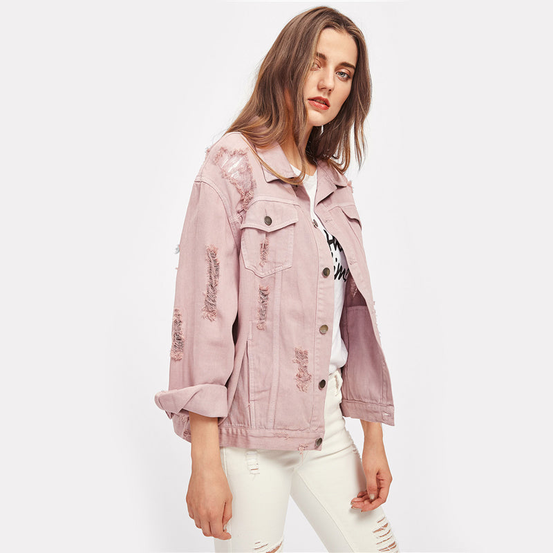 Doren Rips Detail Boyfriend Denim Jacket