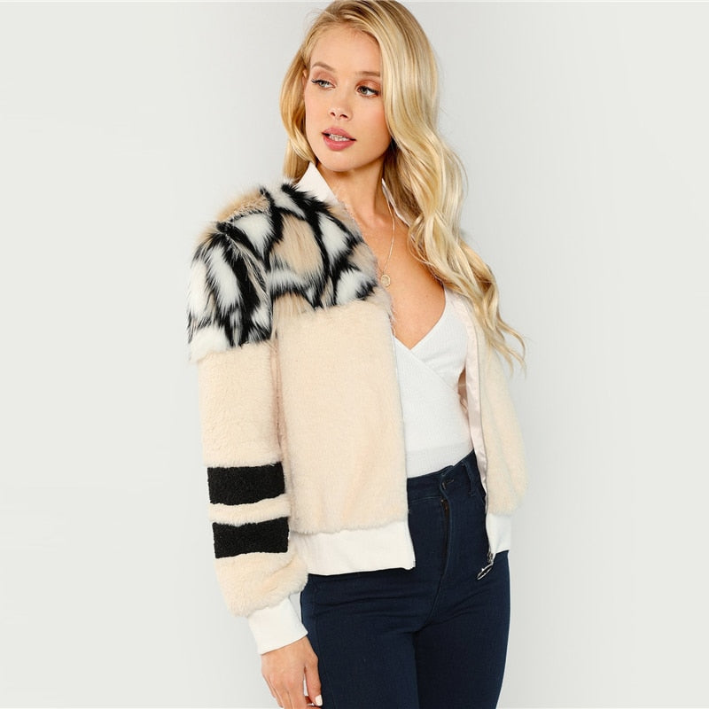 Doren O-Ring Zip Up Faux Fur Coat