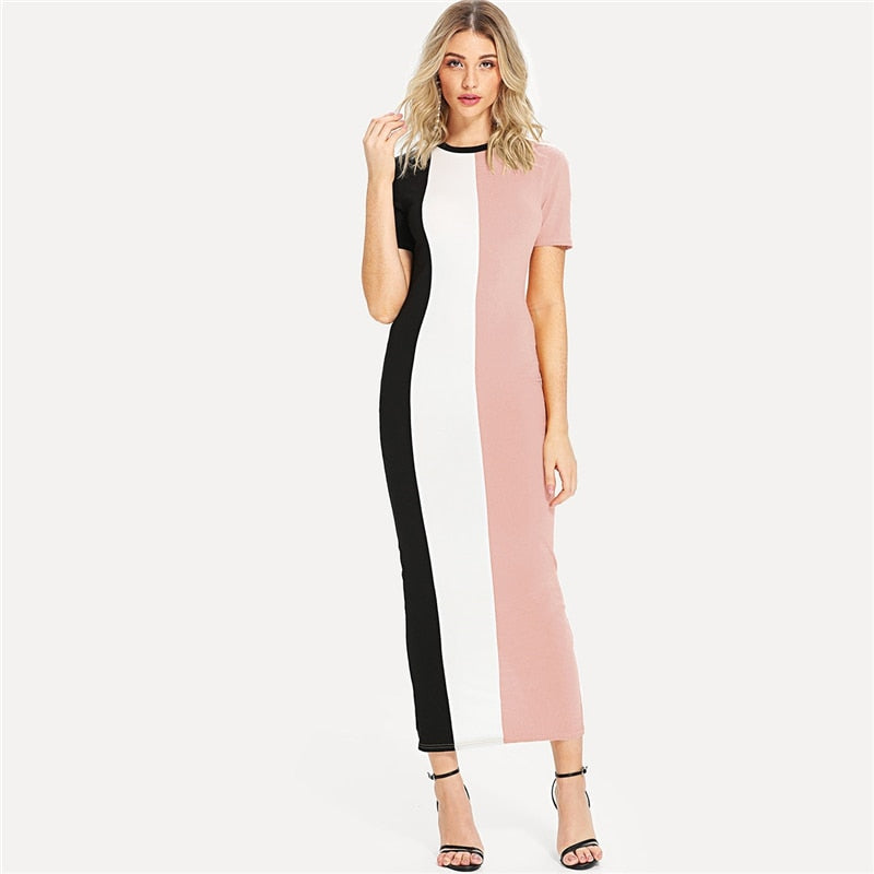 Doren Cut And Sew Slit Back Fitted Dress