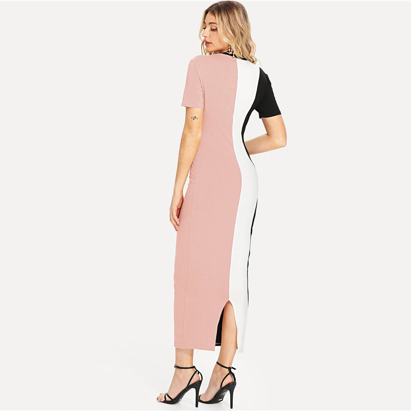 Doren Cut And Sew Slit Back Fitted Dress