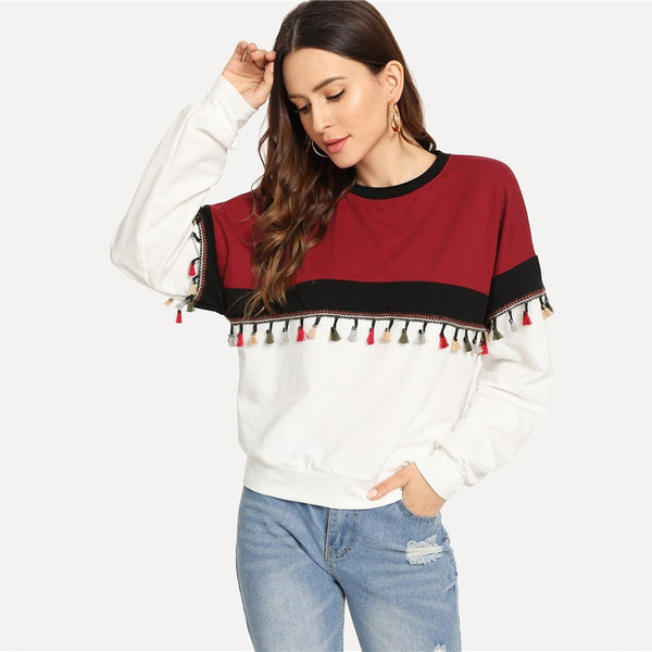 Doren Cut And Sew Tassel Detail Sweatshirt