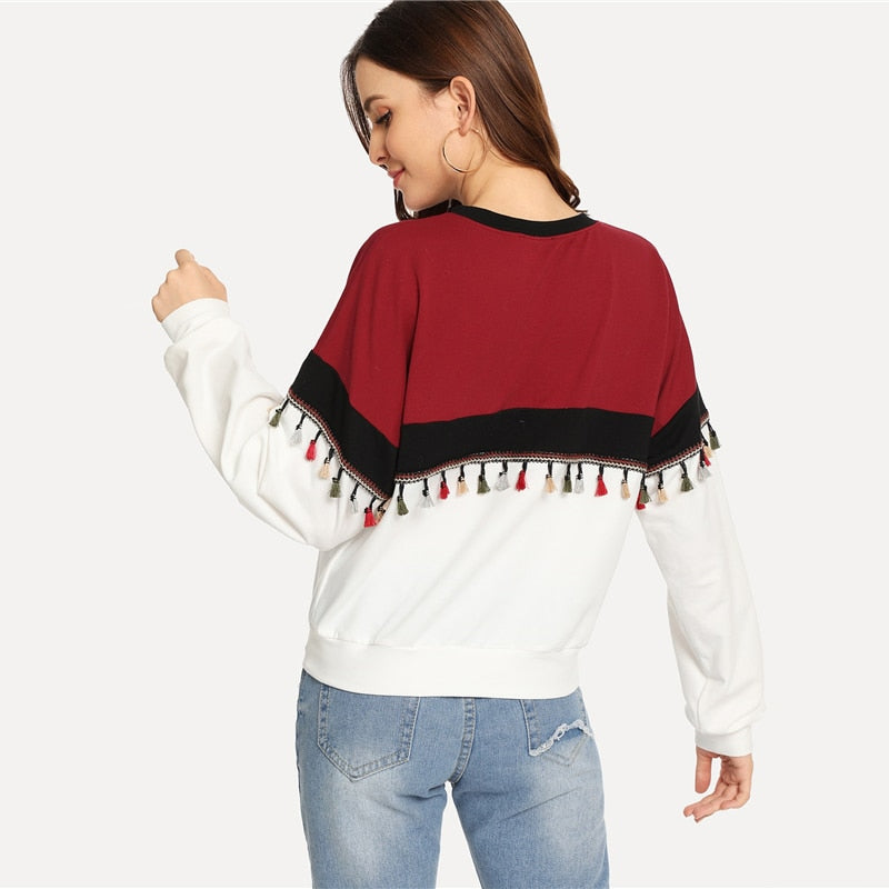 Doren Cut And Sew Tassel Detail Sweatshirt