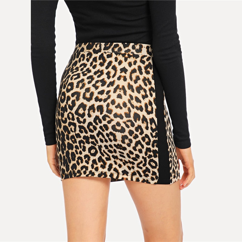 Doren Leopard Casual Skirts