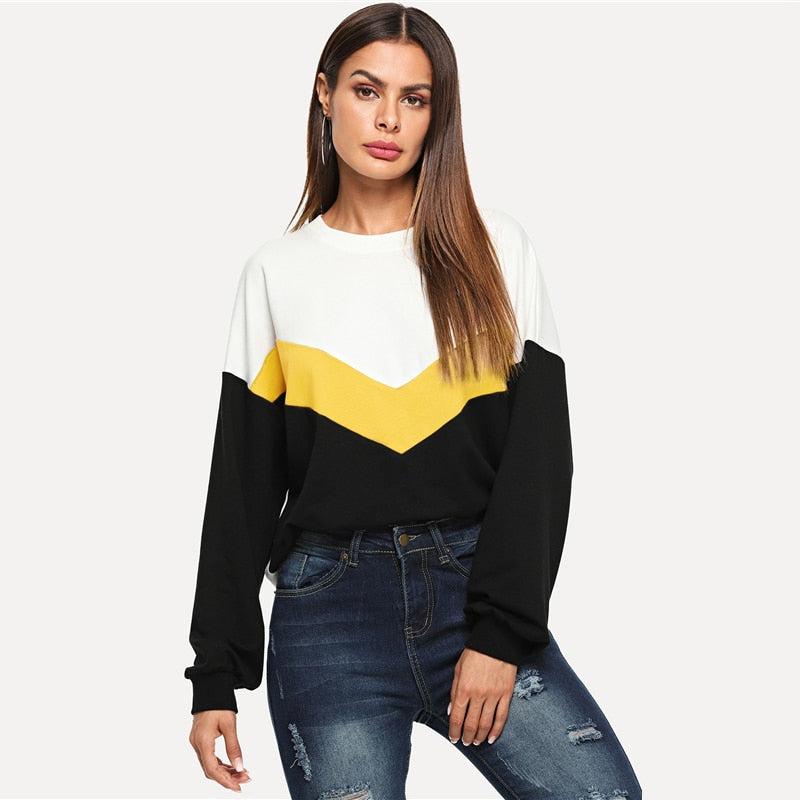 Doren Cut And Sew Color Block Pullover