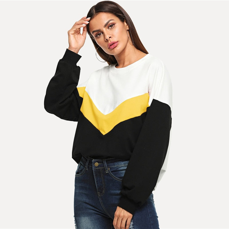 Doren Cut And Sew Color Block Pullover