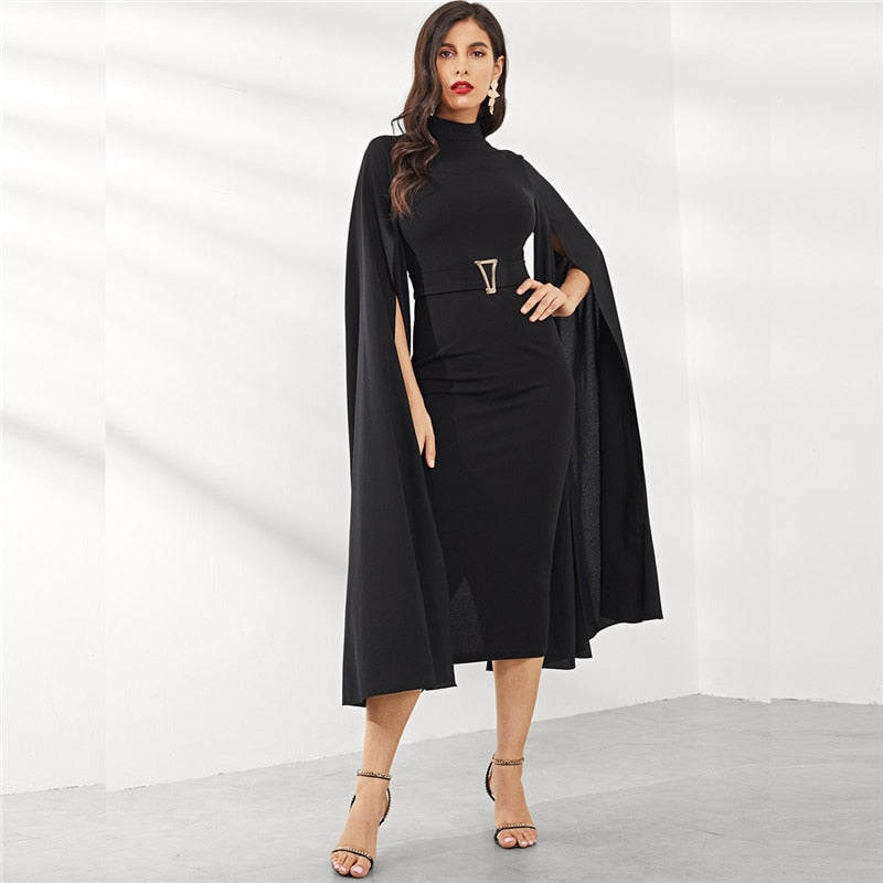 Doren Exaggerate Split Sleeve Belted Dress