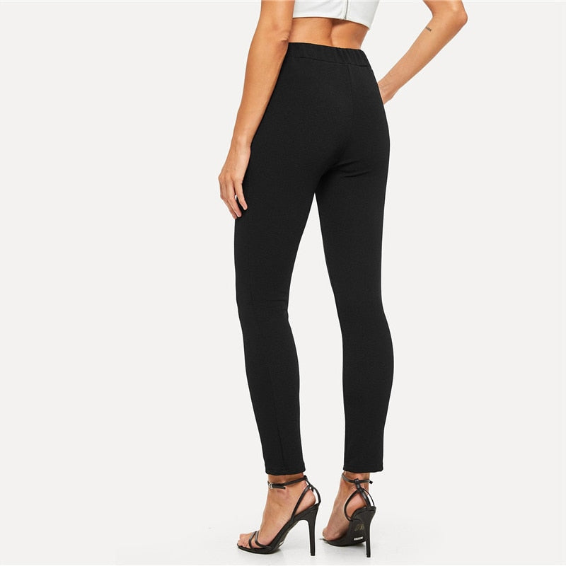 Doren Elastic Waist Textured Pants