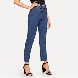 Doren Frayed Edge Self Belted Jeans