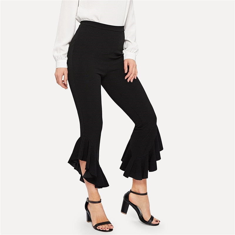 Doren Asymmetrical Flare Leg Capris Pants