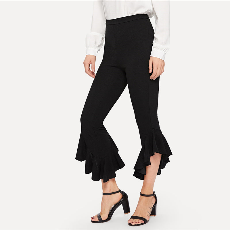 Doren Asymmetrical Flare Leg Capris Pants