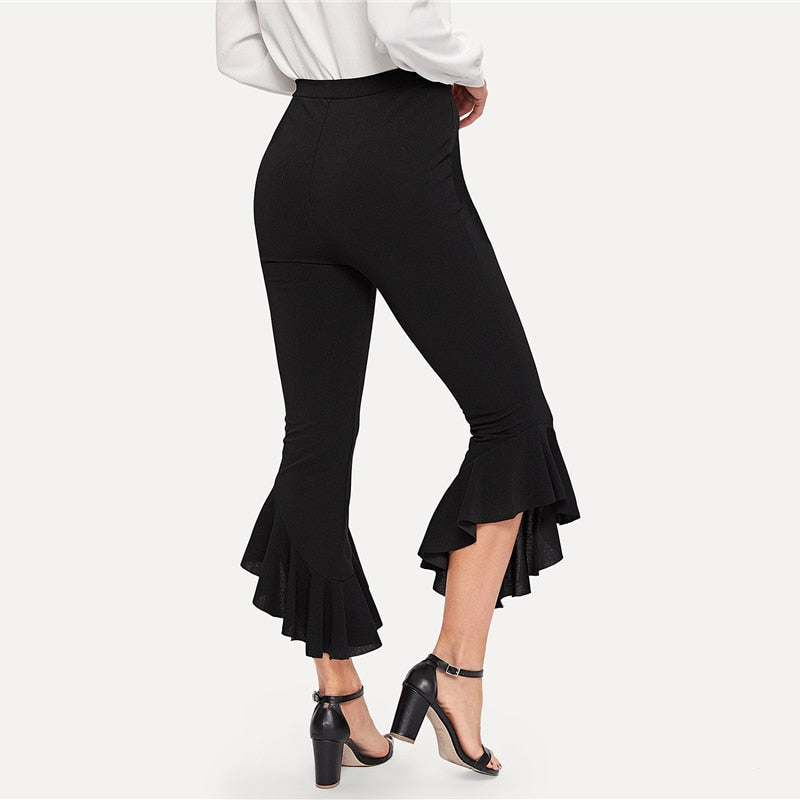 Doren Asymmetrical Flare Leg Capris Pants