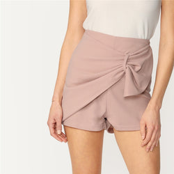 Doren Loop Detail Zipper Back Wrap Shorts